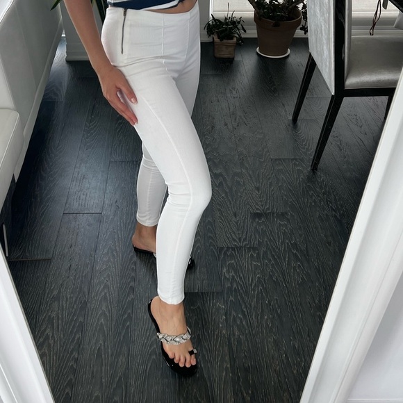 White Split Hem High Waist Pants Street Style Chic - Size S - Picture 12 of 14